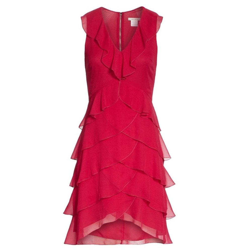 Alice + Olivia silk ruffle mini dress